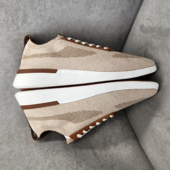 Wolf & Shepherd Men's Sneakers 11 Cream Tan SupremeKnit Trainers Sock New $175 - Picture 5 of 16